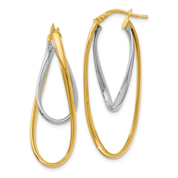 14k Two tone Polished Hoop Earrings