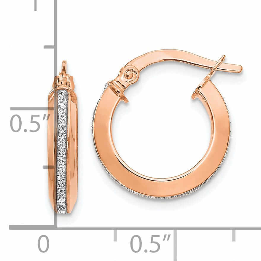 14k Rose Gold Glimmer Infused Hoop Earrings