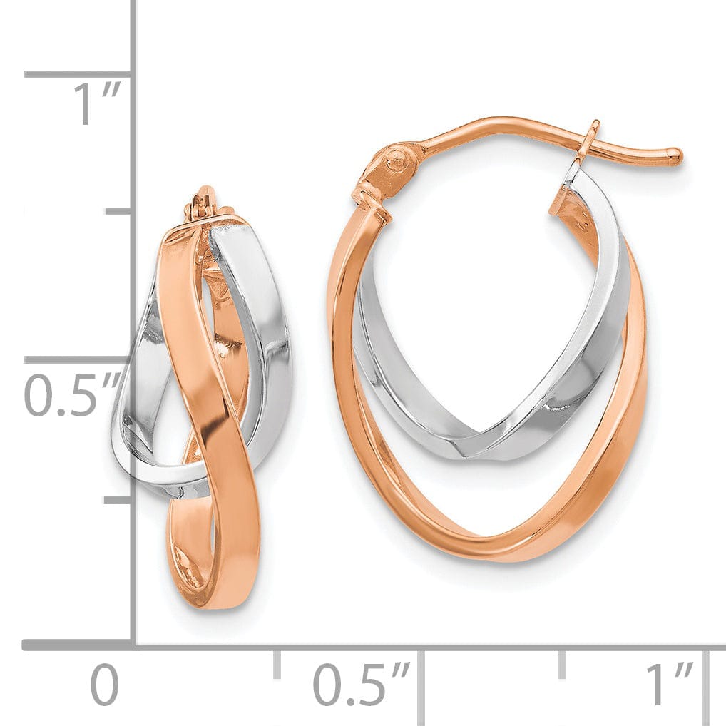 14k Two tone Hinged Hoop Earrings