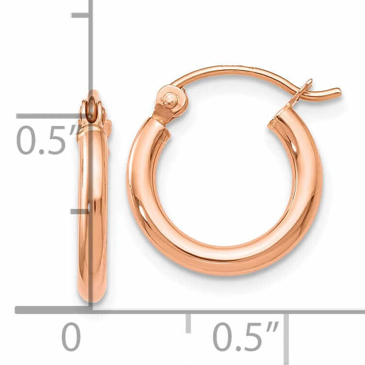 14k Rose Gold 2mm Hoop Earrings