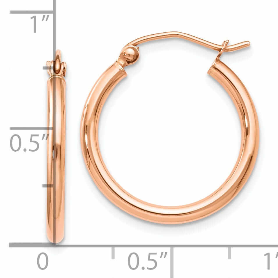 14k Rose Gold 2mm Hoop Earrings