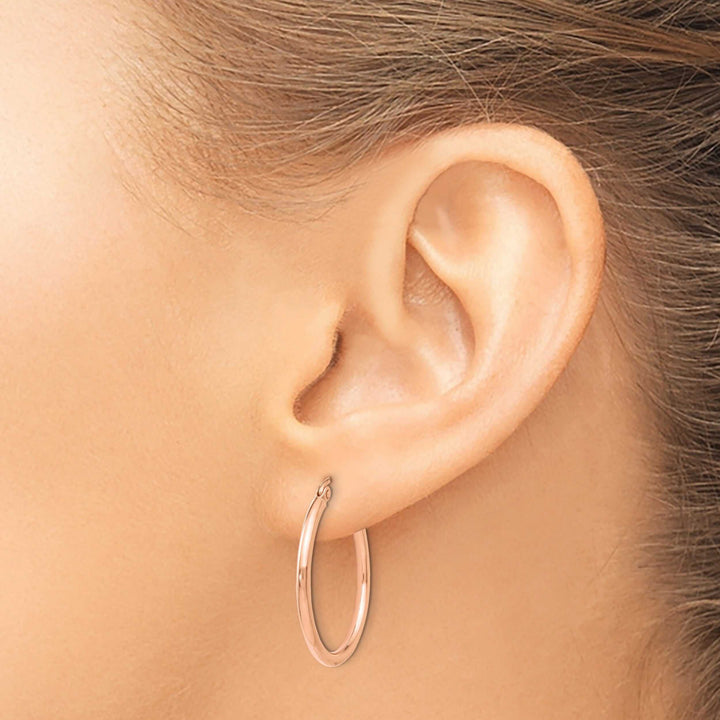 14k Rose Gold 2mm Hoop Earrings