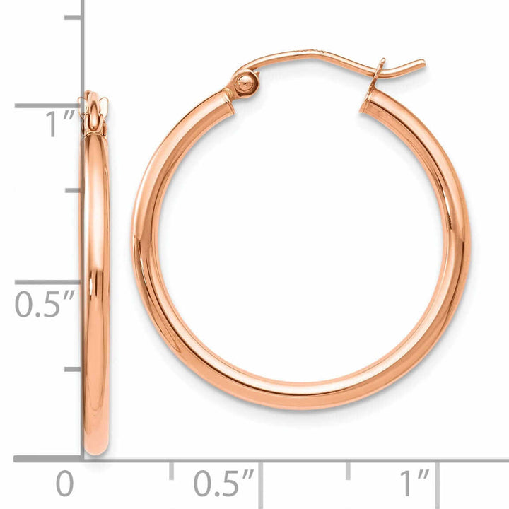 14k Rose Gold 2mm Hoop Earrings