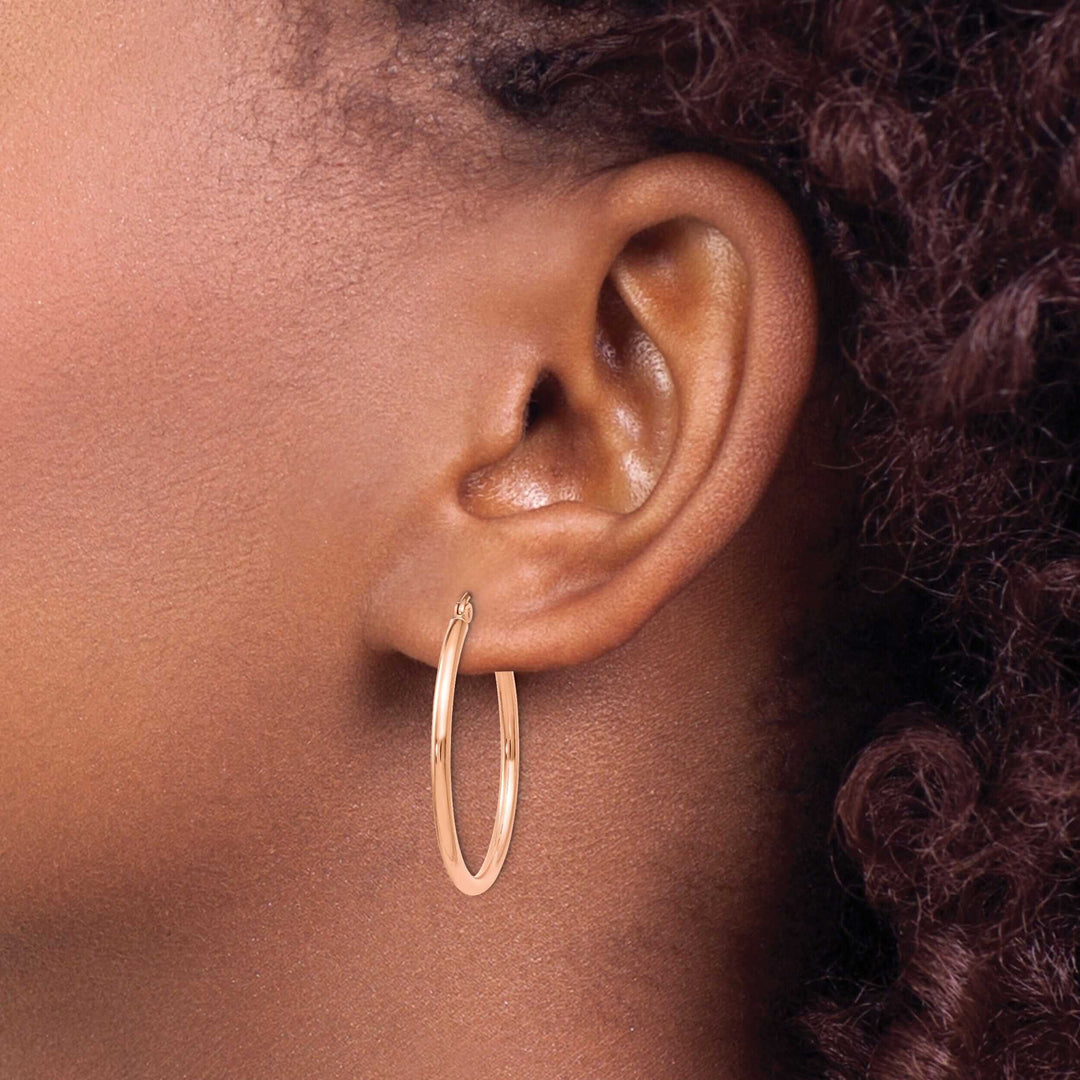 14k Rose Gold 2mm Hoop Earrings