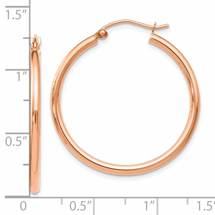 14k Rose Gold 2mm Hoop Earrings