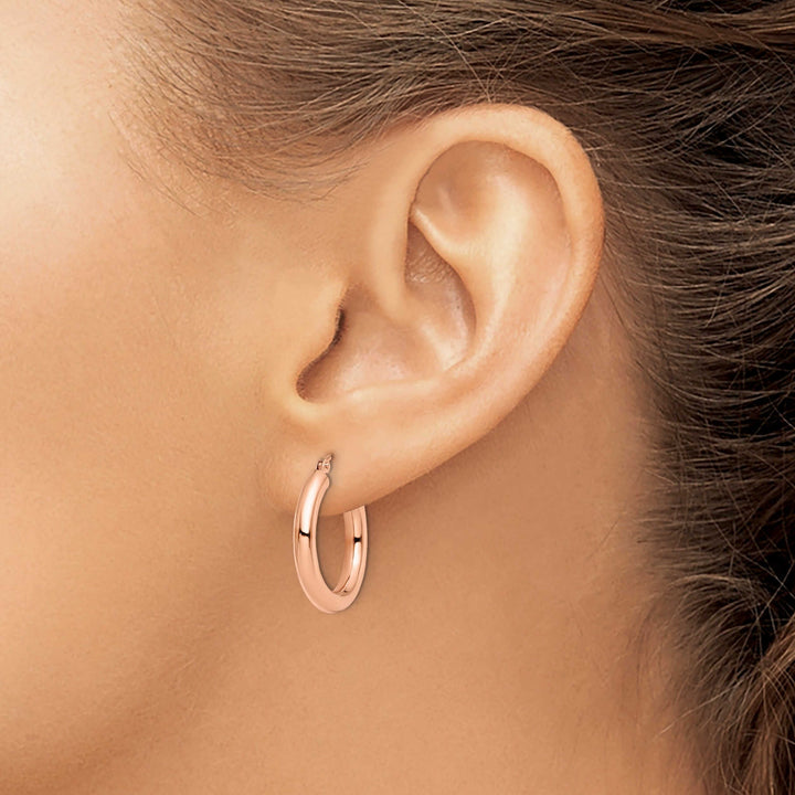 14k Rose Gold 3mm Hoop Earrings