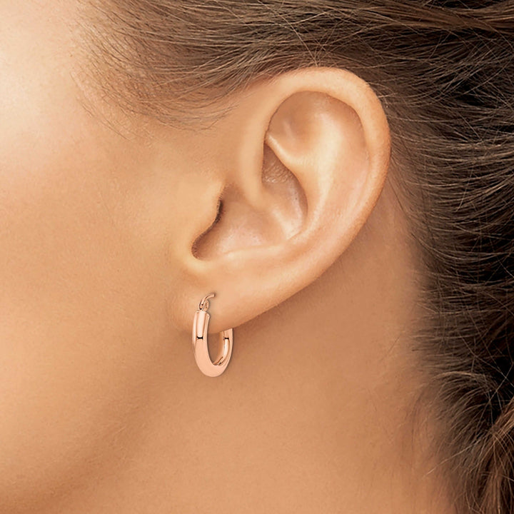 14k Rose Gold 3mm Hoop Earrings