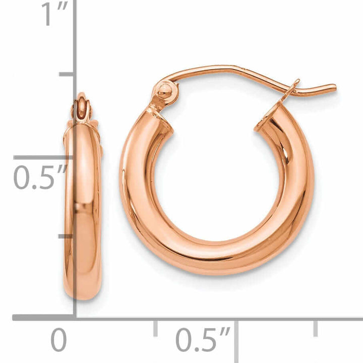 14k Rose Gold 3mm Hoop Earrings