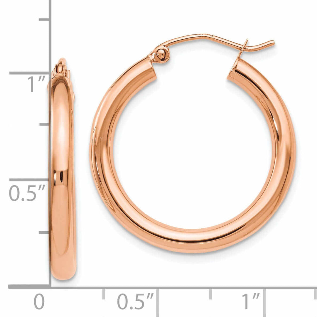 14k Rose Gold 3mm Hoop Earrings