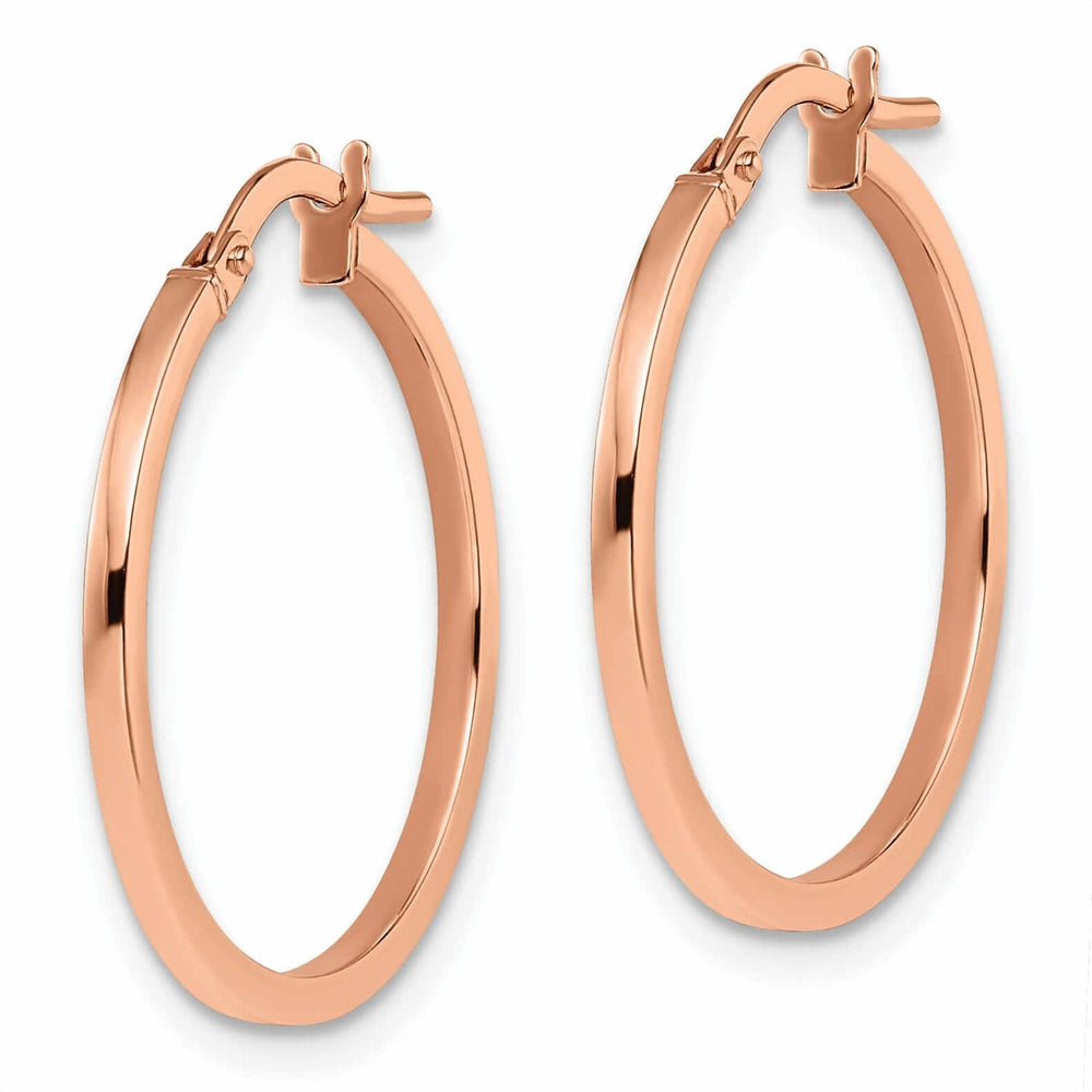 14k Rose Gold Polished Finish Hoop Earrings