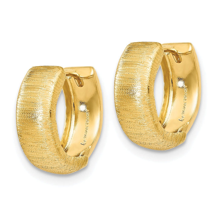 14k Yellow Gold Textured Hinged Hoop Earrings