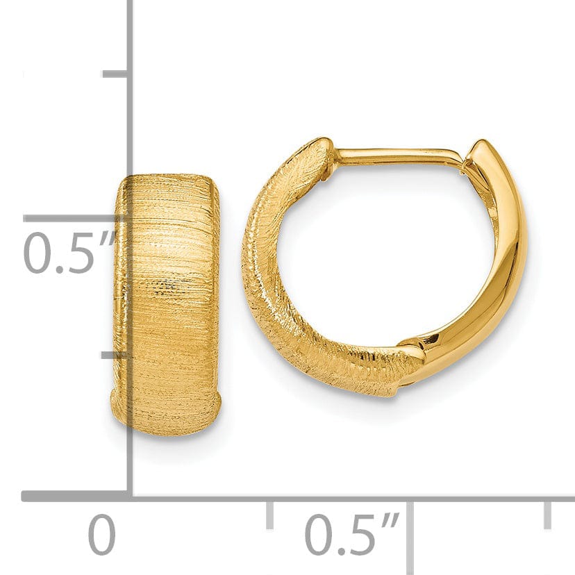 14k Yellow Gold Textured Hinged Hoop Earrings