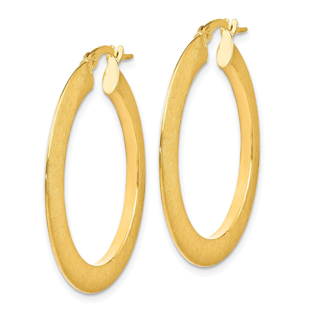 14k Yellow Gold Brushed Hinged Hoop Earrings