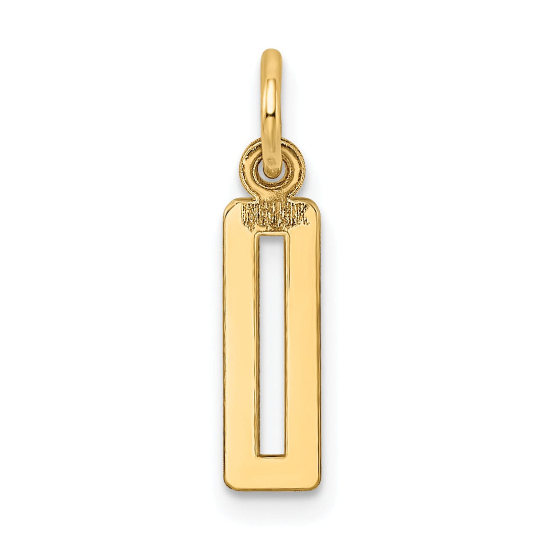 14K Yellow Gold Polished Finish Small Size Elongated Shape Number 0 Charm Pendant