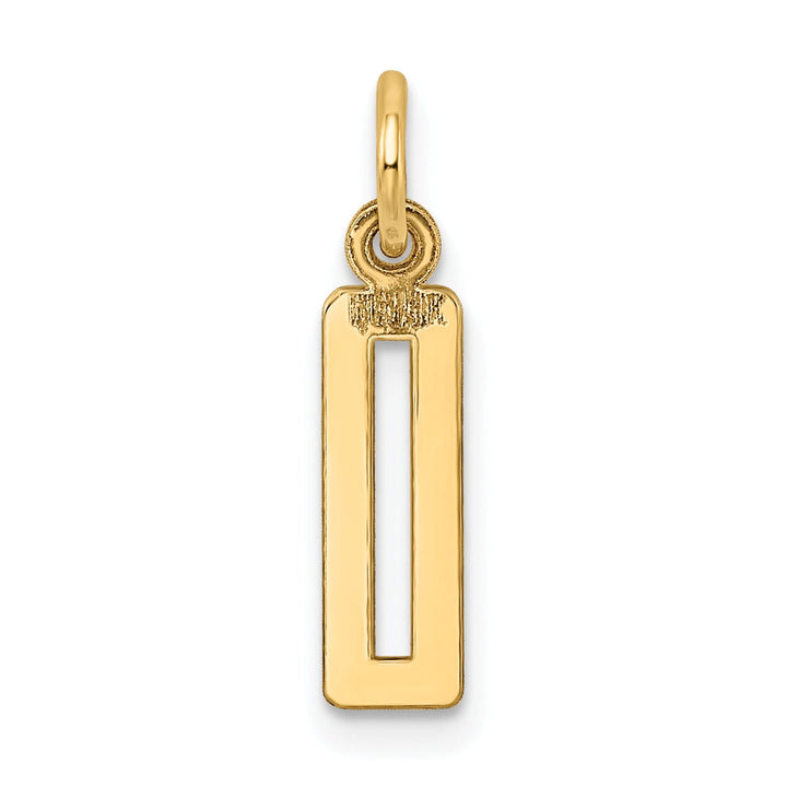 14K Yellow Gold Polished Finish Small Size Elongated Shape Number 0 Charm Pendant