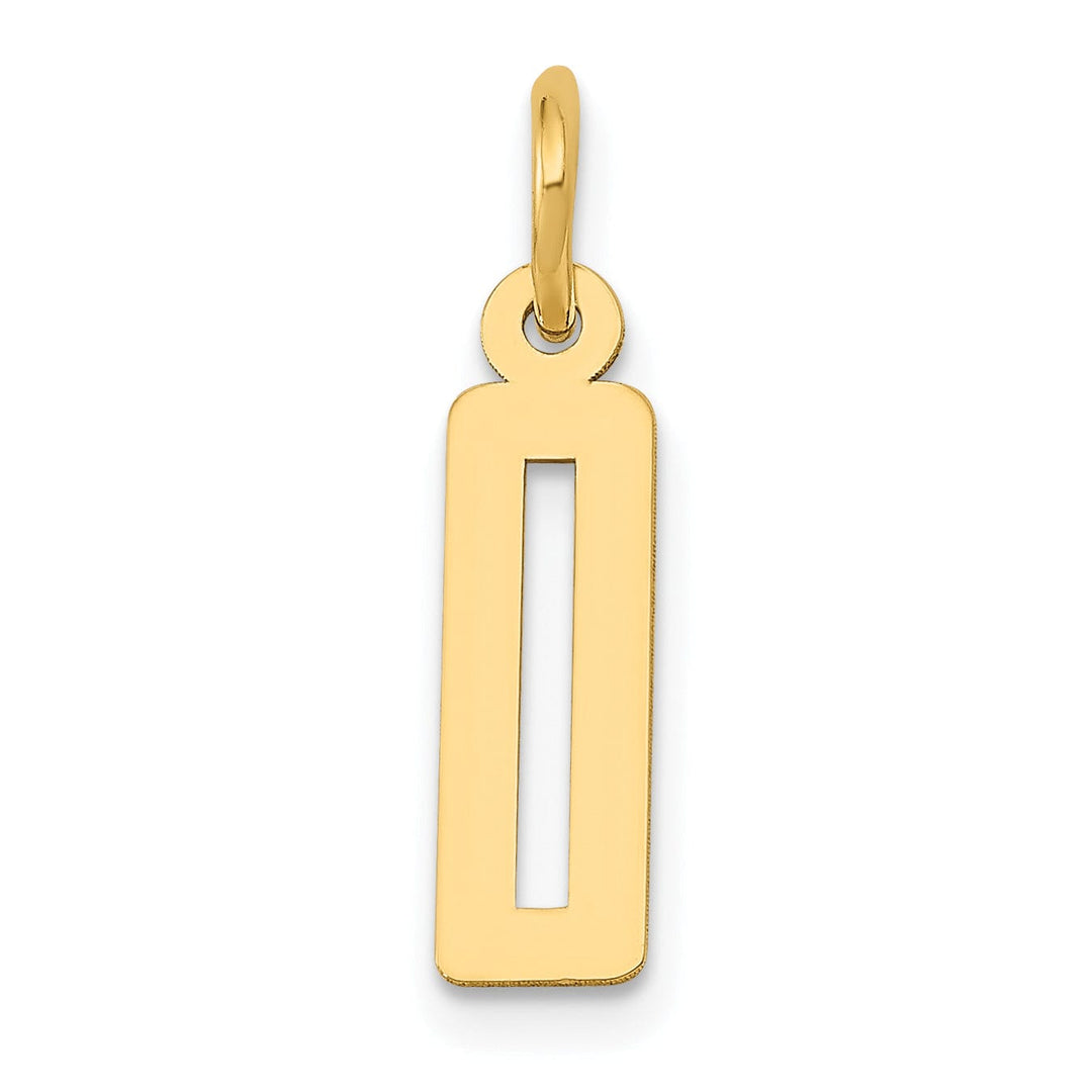 14K Yellow Gold Polished Finish Small Size Elongated Shape Number 0 Charm Pendant