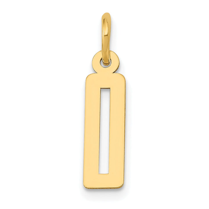 14K Yellow Gold Polished Finish Small Size Elongated Shape Number 0 Charm Pendant