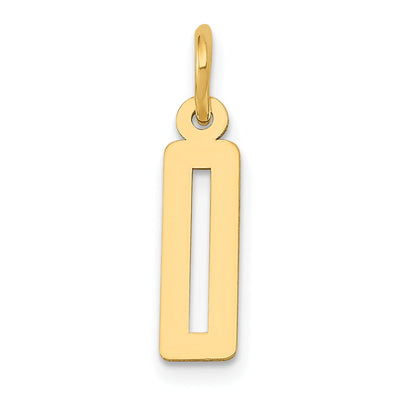 14K Yellow Gold Polished Finish Small Size Elongated Shape Number 0 Charm Pendant