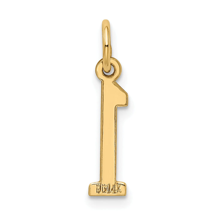 14K Yellow Gold Polished Finish Small Size Elongated Shape Number 1 Charm Pendant