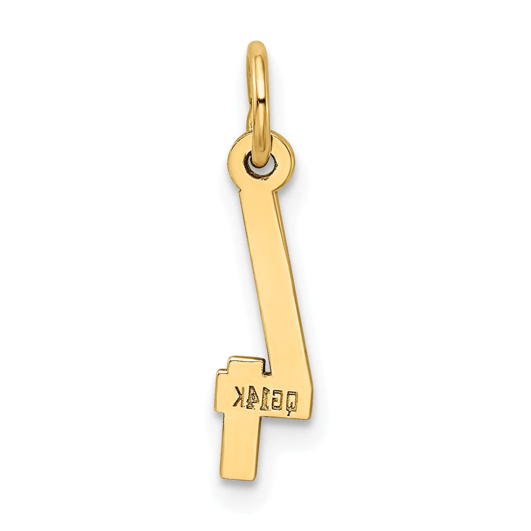 14K Yellow Gold Polished Finish Small Size Elongated Shape Number 4 Charm Pendant