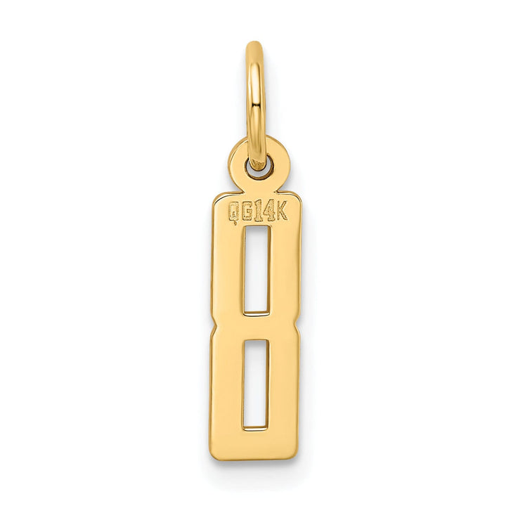 14K Yellow Gold Small Elongated Shape Number 8 Pendant