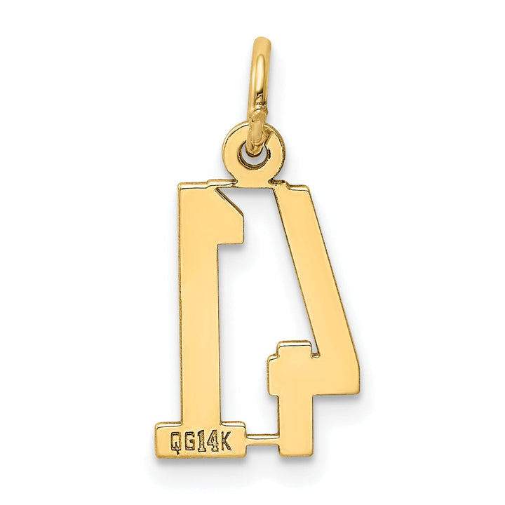 14K Yellow Gold Polished Finish Small Size Elongated Shape Number 41 Charm Pendant