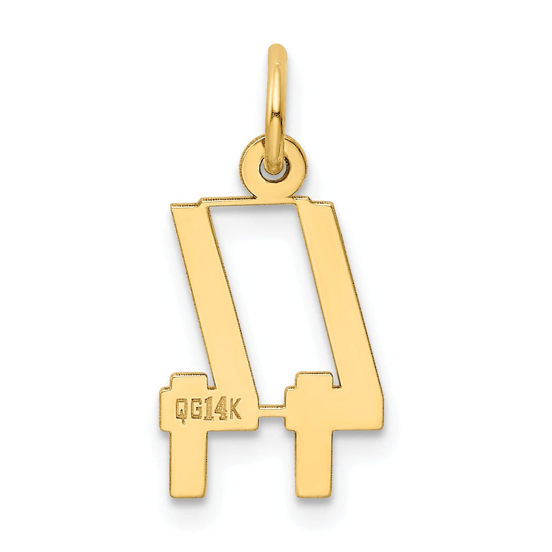 14K Yellow Gold Polished Finish Small Size Elongated Shape Number 44 Charm Pendant