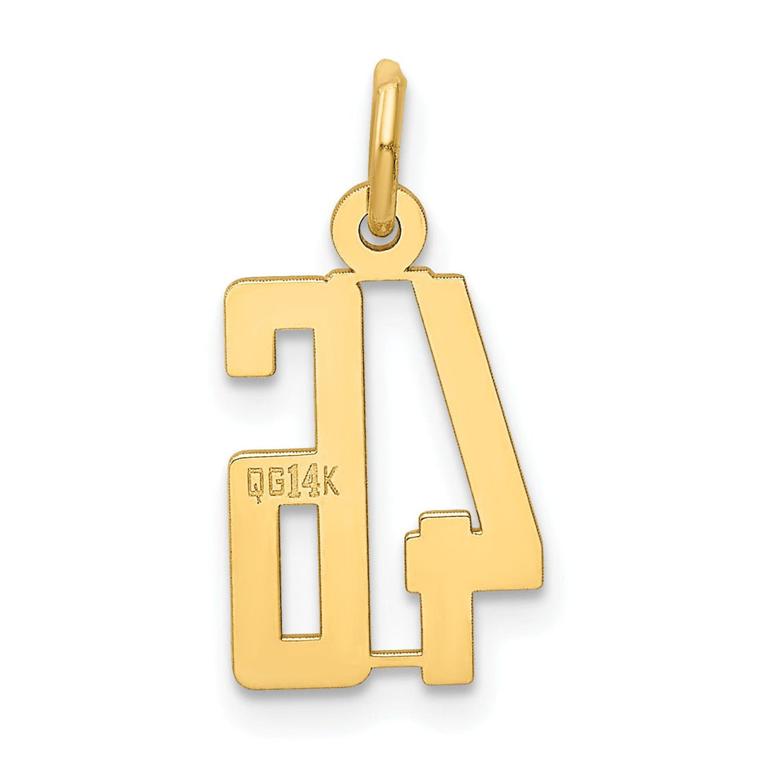 14K Yellow Gold Polished Finish Small Size Elongated Shape Number 46 Charm Pendant