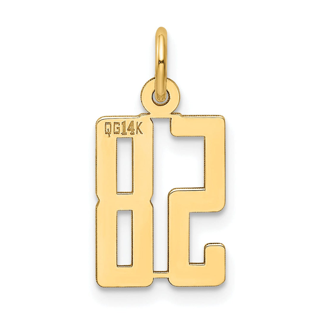 14K Yellow Gold Polished Finish Small Size Elongated Shape Number 58 Charm Pendant