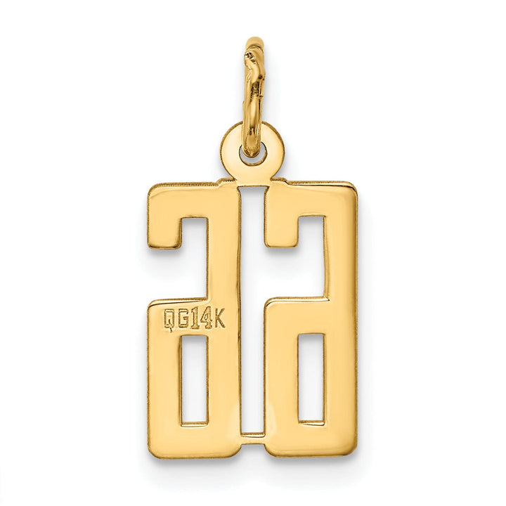 14K Yellow Gold Polished Finish Small Size Elongated Shape Number 66 Charm Pendant