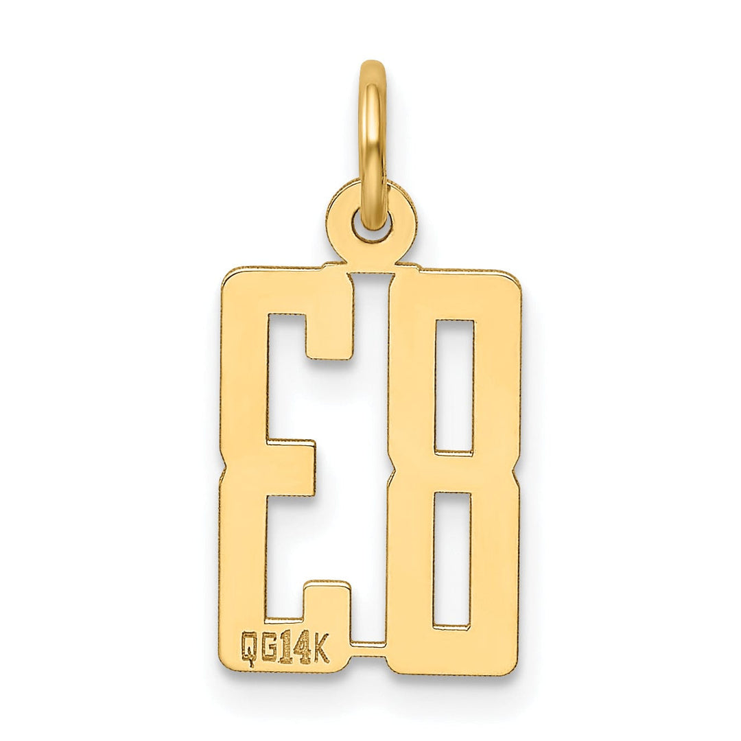 14K Yellow Gold Polished Finish Small Size Elongated Shape Number 83 Charm Pendant