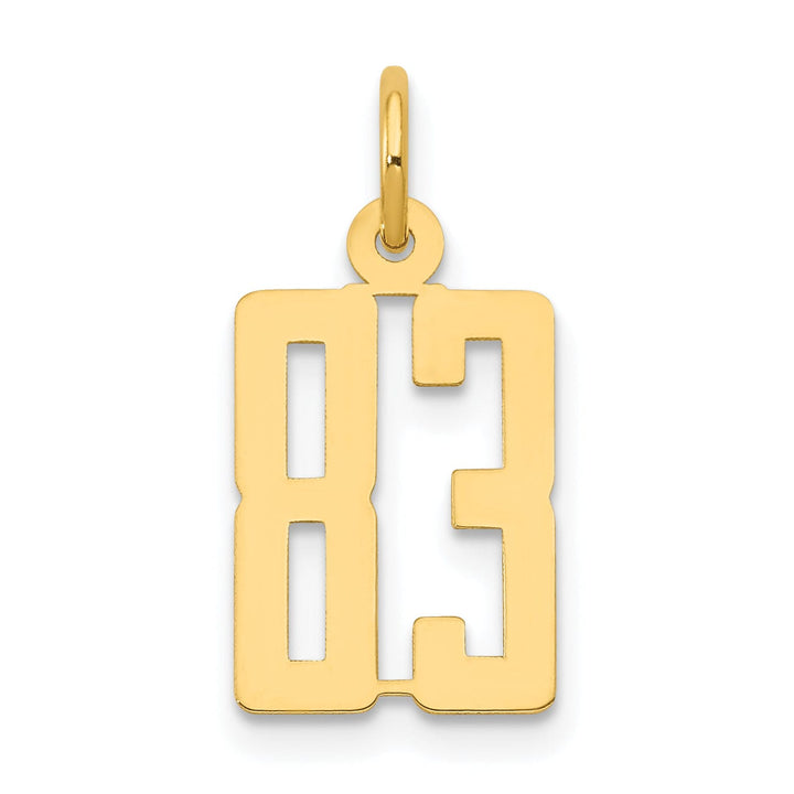 14K Yellow Gold Polished Finish Small Size Elongated Shape Number 83 Charm Pendant