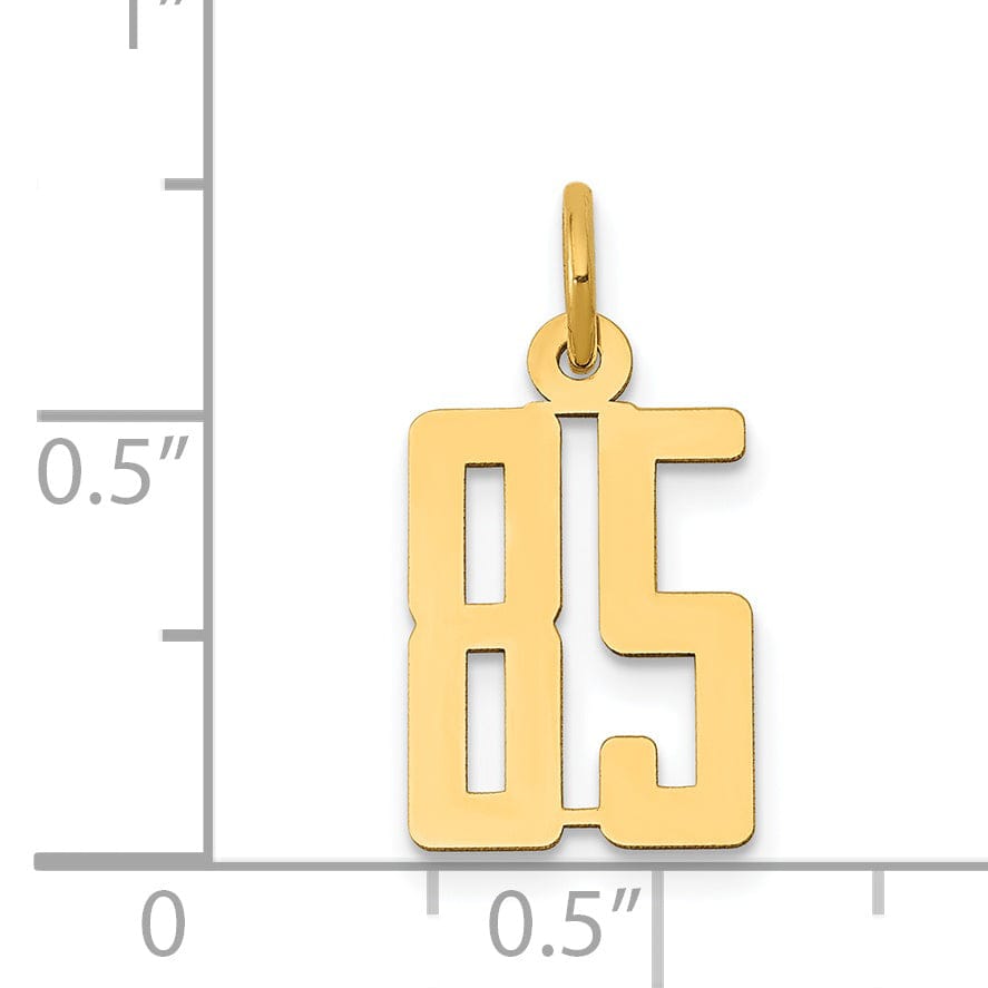 14K Yellow Gold Polished Finish Small Size Elongated Shape Number 85 Charm Pendant