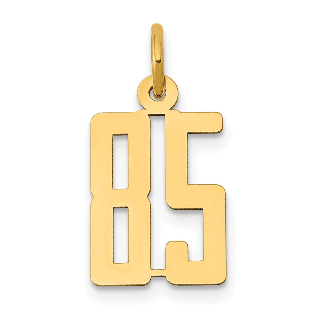 14K Yellow Gold Polished Finish Small Size Elongated Shape Number 85 Charm Pendant