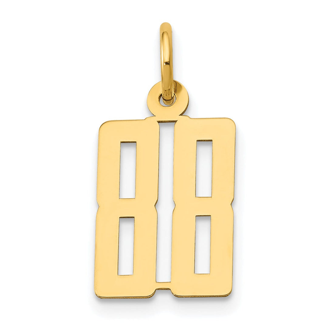 14K Yellow Gold Polished Finish Small Size Elongated Shape Number 88 Charm Pendant