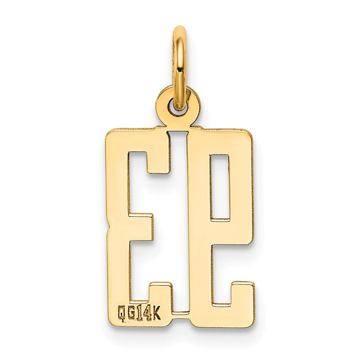 14K Yellow Gold Polished Finish Small Size Elongated Shape Number 93 Charm Pendant