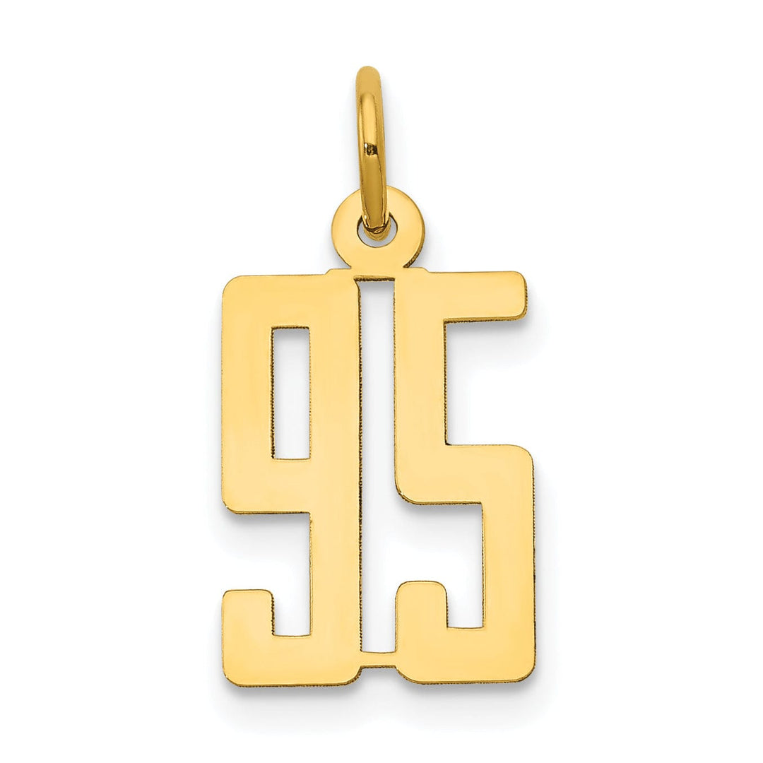 14K Yellow Gold Polished Finish Small Size Elongated Shape Number 95 Charm Pendant