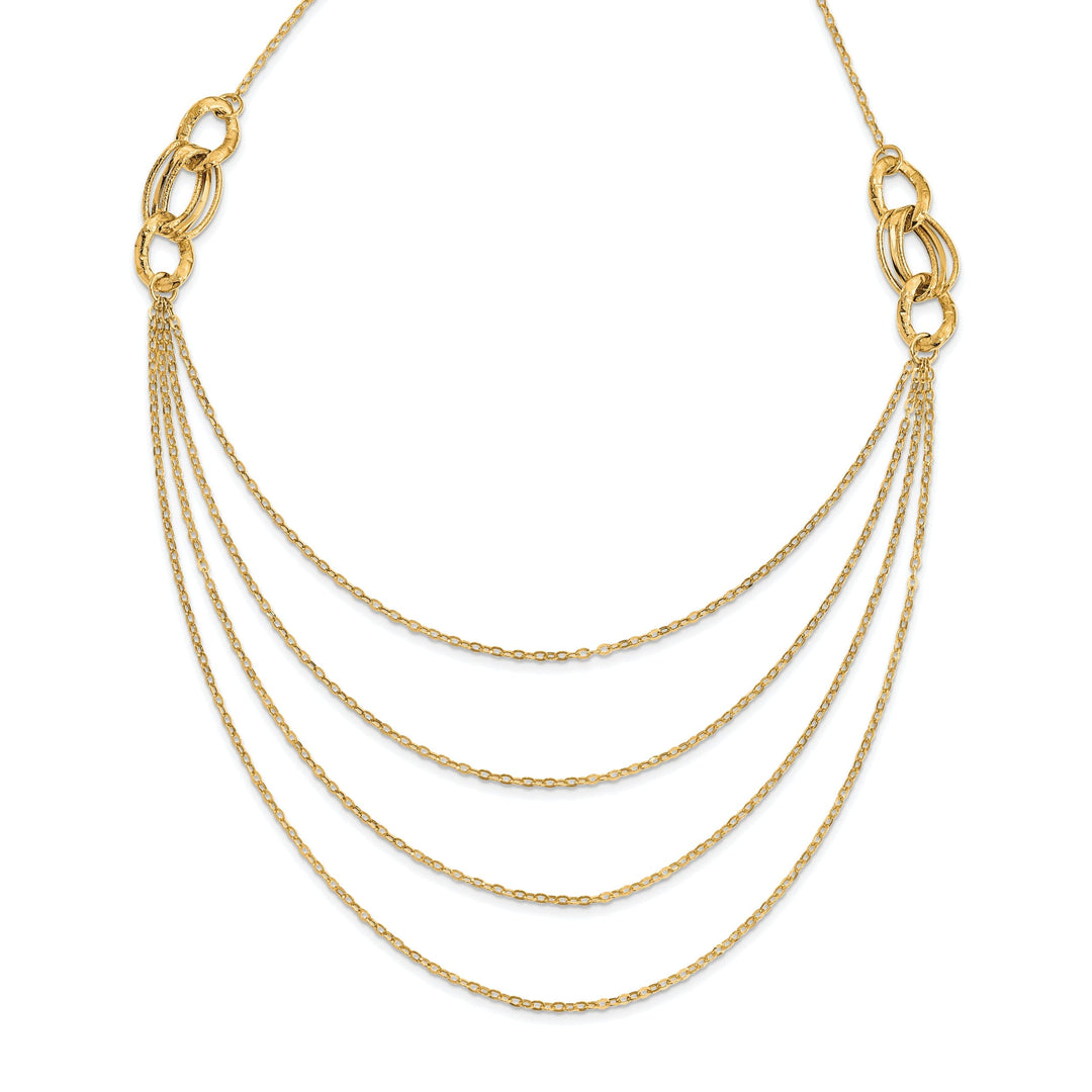 14k Yellow Gold Four Layer Rope Chain Necklace