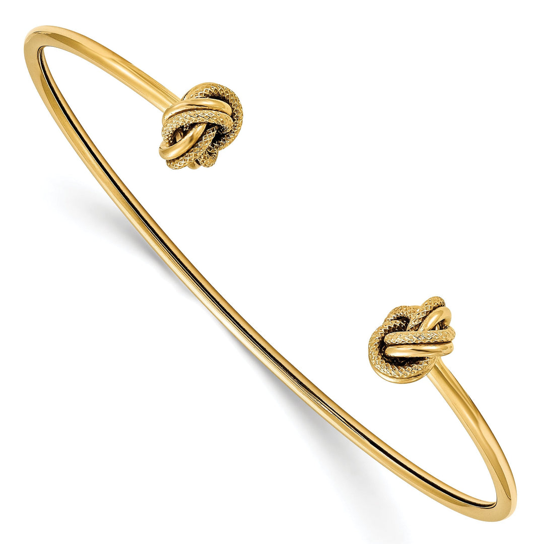 14k Yellow Gold Love Knot Flexible Cuff Bangle