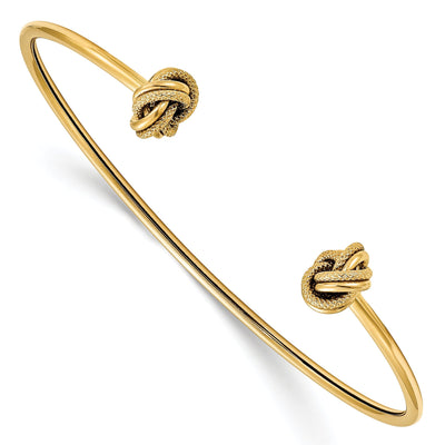 14k Yellow Gold Love Knot Flexible Cuff Bangle at $ 402.71 only from Jewelryshopping.com