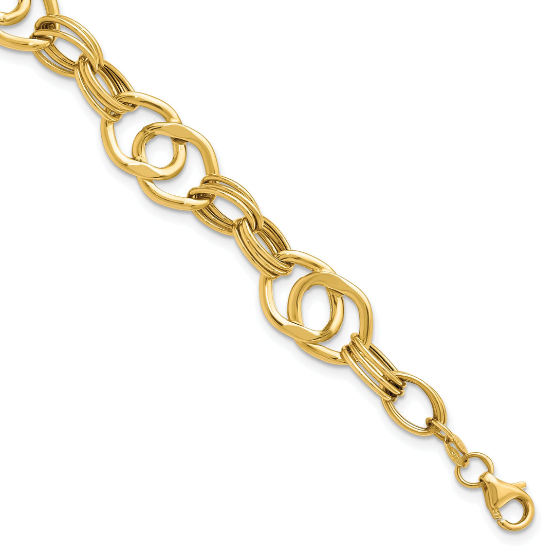 14k Yellow Gold Polished Fancy Link Bracelet