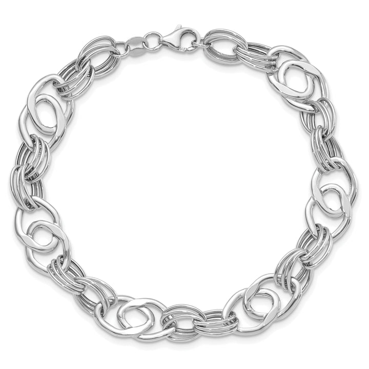 14K White Polished Fancy Link Bracelet