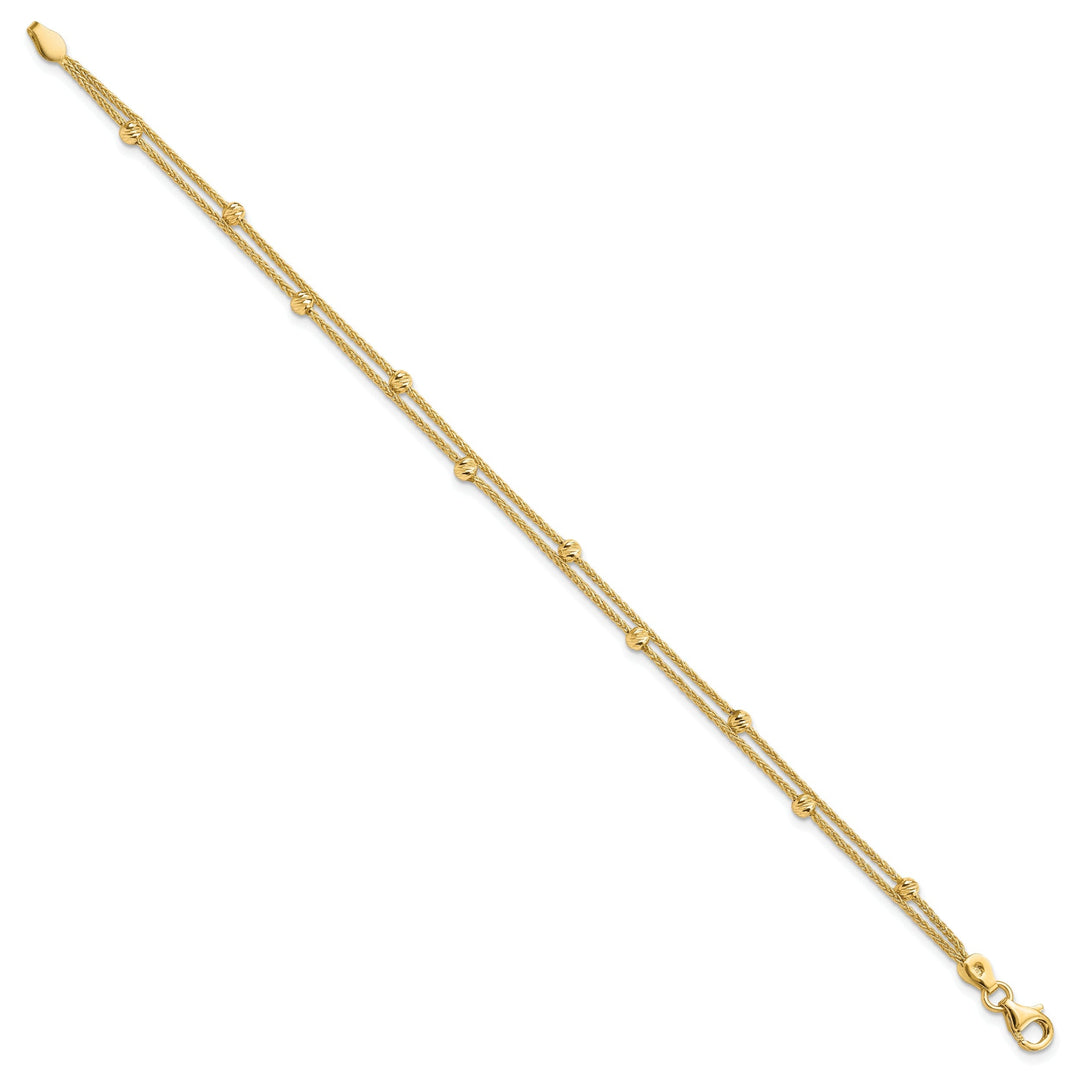 14k Yellow Gold Polished 2 Strand Bracelet