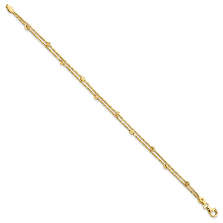 14k Yellow Gold Polished 2 Strand Bracelet