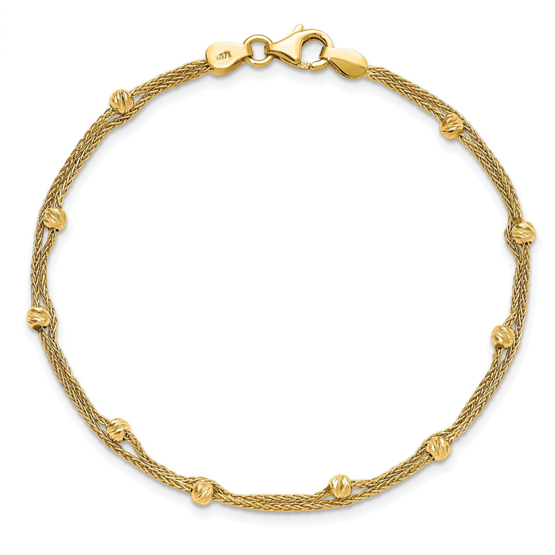 14k Yellow Gold Polished 2 Strand Bracelet