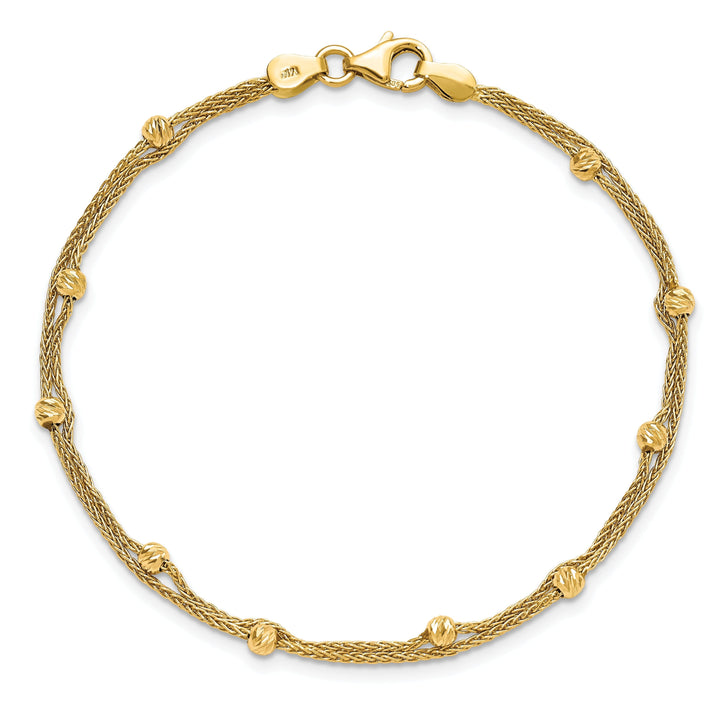 14k Yellow Gold Polished 2 Strand Bracelet