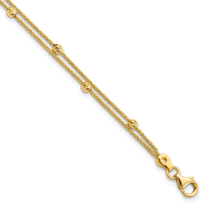 14k Yellow Gold Polished 2 Strand Bracelet