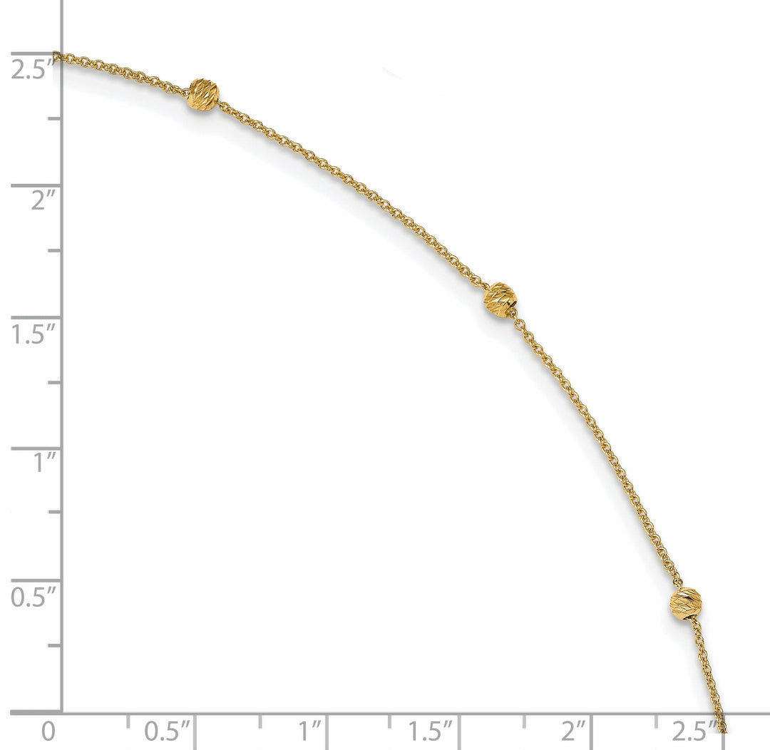 14k Yellow Gold Polished with 1 in ext. Anklet