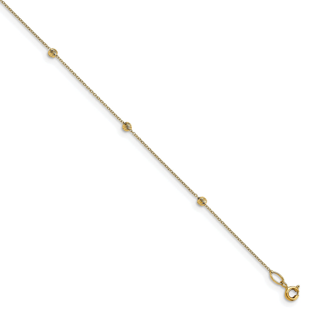 14k Yellow Gold Polished with 1 in ext. Anklet