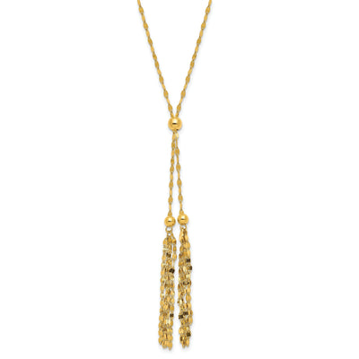 14k Yellow Gold Tassle Adjustable Necklace at $ 361.51 only from Jewelryshopping.com